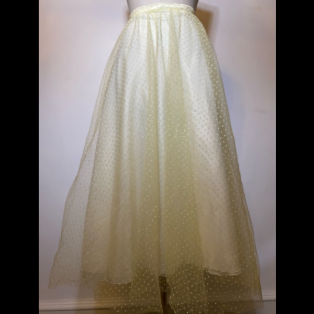 Teuta Matoshi Sheer Mesh Skirt in pale yellow / double-layered